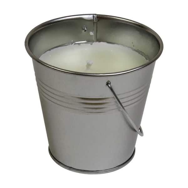 Koolatron Outdoor Bucket Candle, Natural Citronella Scent, 14 oz. Smokeless Candle in Reusable Steel Pail
