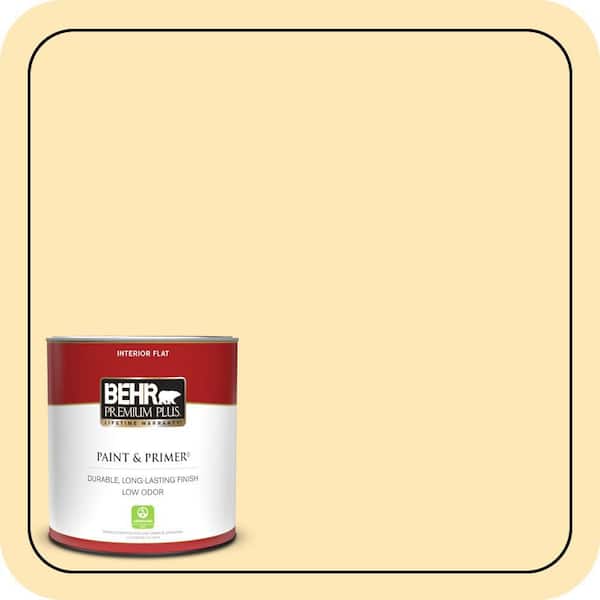 BEHR PREMIUM PLUS 1 qt. #320A-3 Cornsilk Flat Low Odor Interior Paint & Primer