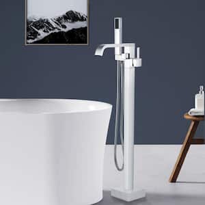 Single-Handle Freestanding Bathtub Faucet with Hand Shower Floor Mounted in Chrome