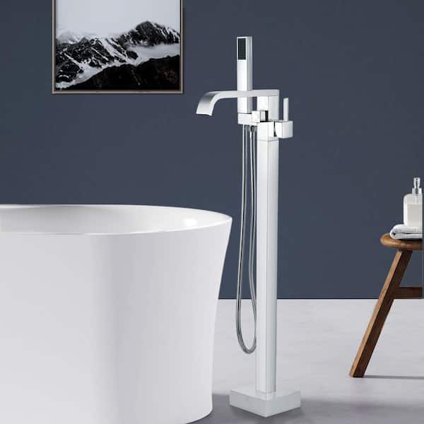 Satico Single-Handle Freestanding Bathtub Faucet with Hand Shower Floor Mounted in Chrome