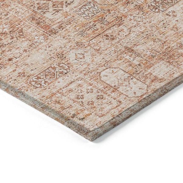 Salmon, Orange, Gray 9 ft. x 12 ft. Woven Floral Polyester Rectangle Indoor/Outdoor Area Rug