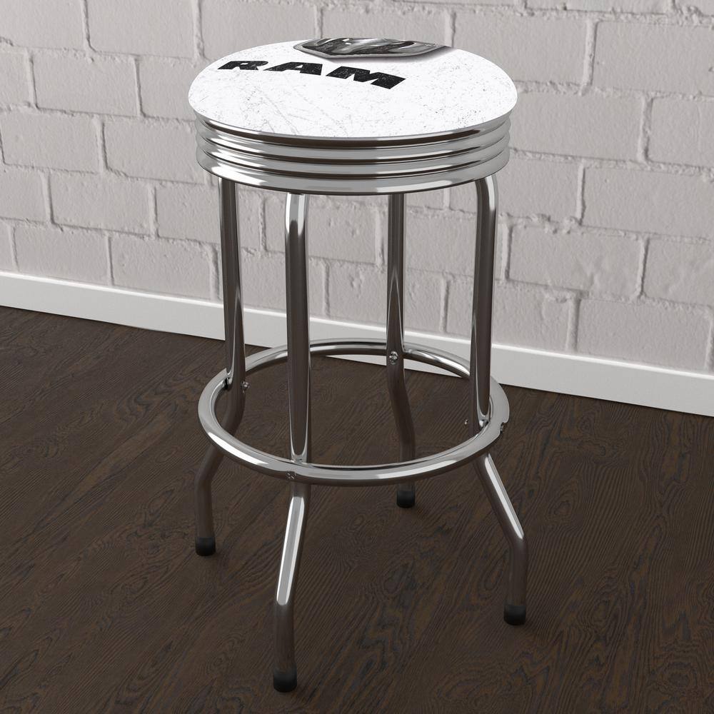 White Vinyl Swivel Bar Stool with Metal Frame