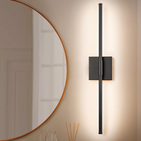 Rennnsan Allison 23.6 in. 1-Light Black Linear Dimmable LED Wall Sconce