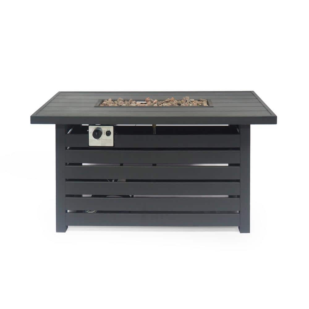 Black Rectangular Iron Fire Pit Table