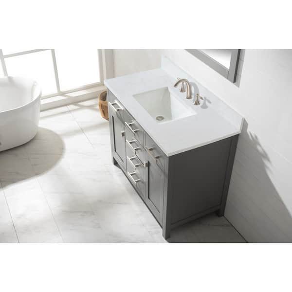 Valentino 42 in. W x 22 in. D Bath Vanity in Gray with Quartz Vanity Top in White with White Basin