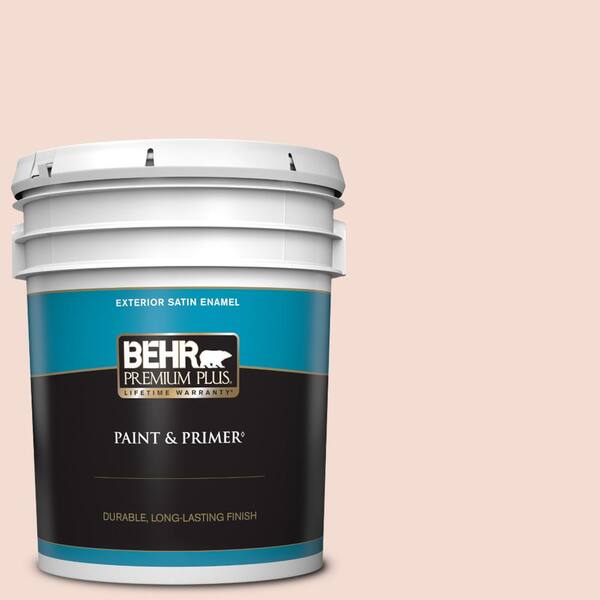 BEHR PREMIUM PLUS 5 gal. #220E-1 Tantalizing Tan Satin Enamel Exterior Paint & Primer