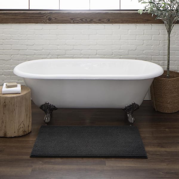 Homespun Noodle 20 in. x 34 in. Charcoal Gray Polyester Machine Washable Bath Mat