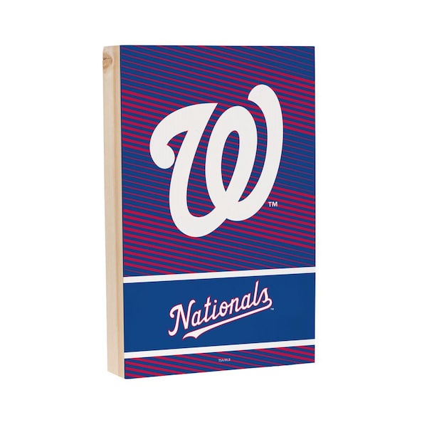 Washington Nationals 8 in. x 12 in. Team Color Stripes Wood Plock Shelf Tabletop Sign