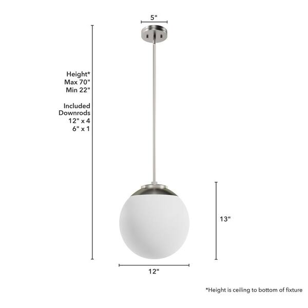 Hunter - Hepburn 1-Light Brushed Nickel Island Pendant Light with Cased Glass White Shade Included