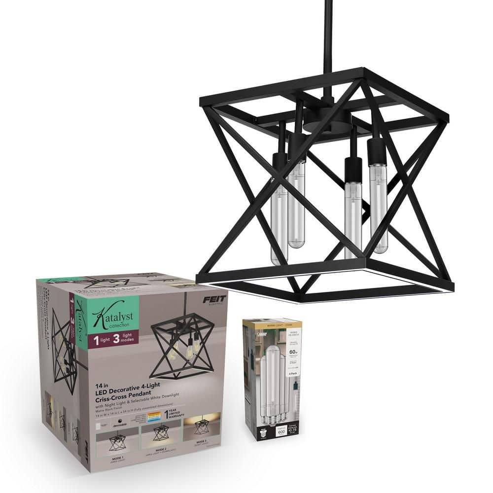 Feit Electric Katalyst 60W 4-Light Matte Black CCT Integrated LED ...