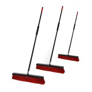 18 in. Red Indoor Smooth Surface 2-in-1 Squeegee Push Broom ((3-Pack))