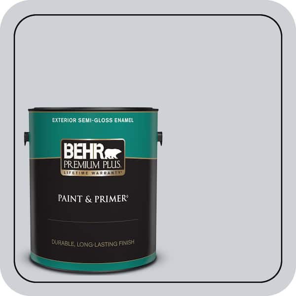 BEHR PREMIUM PLUS 1 gal. #MQ3-61 Moonlit Snow Semi-Gloss Enamel Exterior Paint & Primer