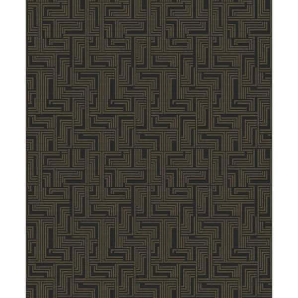 Unbranded Boutique Collection Bronze/Black Shimmery Geometric Maze Non-Pasted Paper on Non-Woven Wallpaper Sample