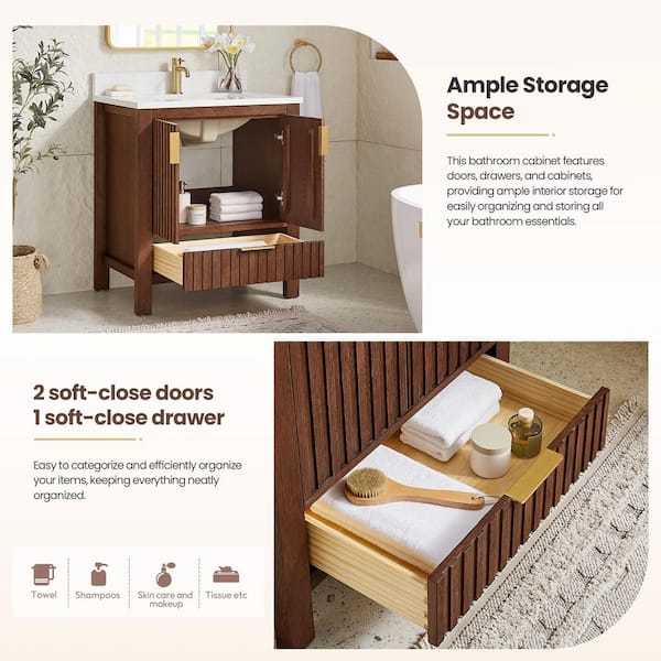 ROSWELL Shenzhen 30 in. W x 22 in. D x 34 in. H Single Bath Vanity