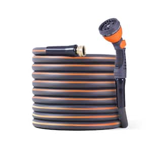 5/8 in. Dia. x 125 ft. Garden Hose with 10 Spray Patterns Nozzle and 3/4 in. NH Solid Brass Fittings, Durable PVC Hose