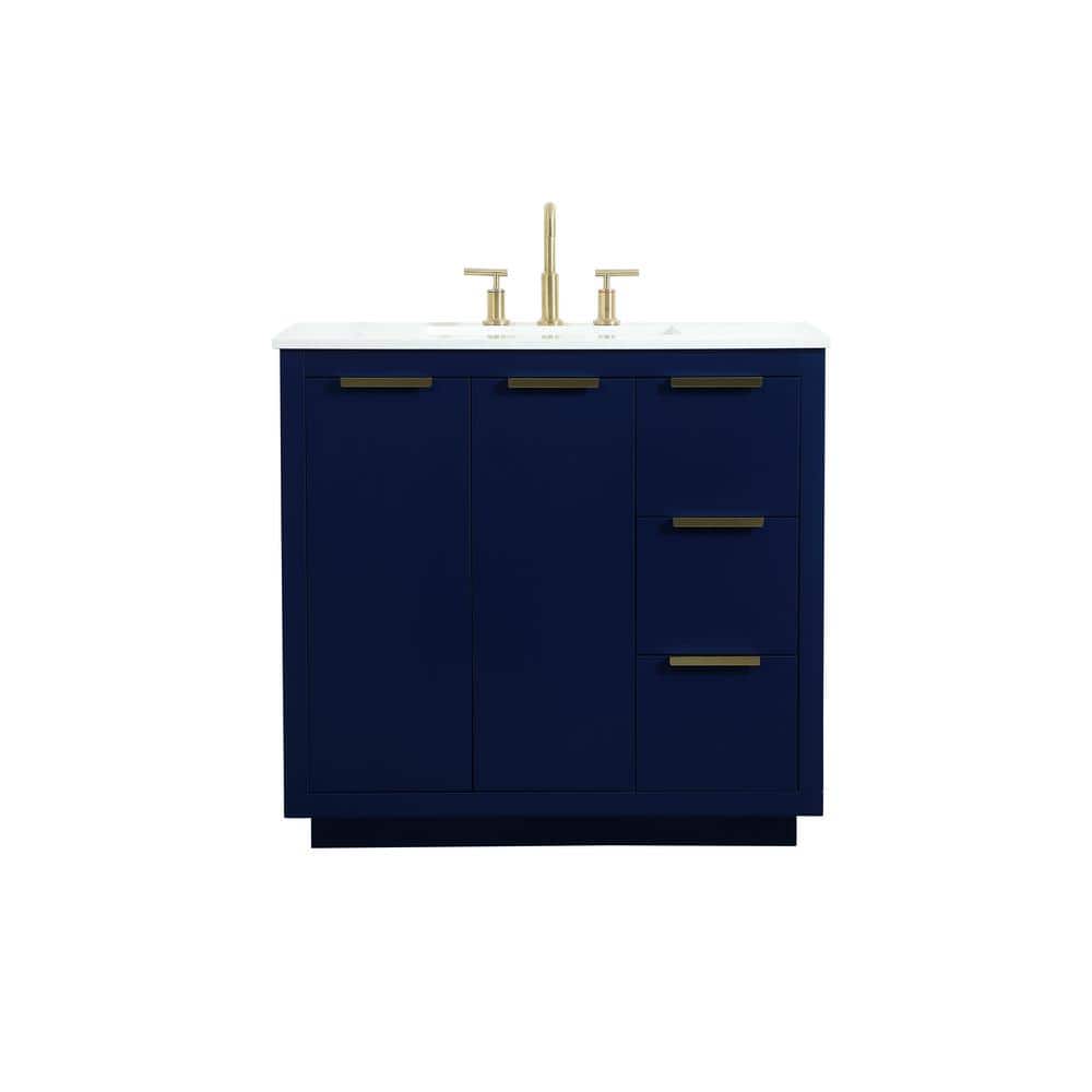 Simply Living 36 in. W x 22 in. D x 34 in. H Bath Vanity in Blue with Calac