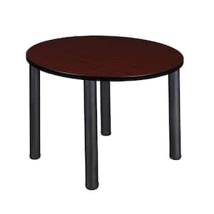 Rumel 36 in. L Round Mahagony and Black Wood Breakroom Table (Seats 4)