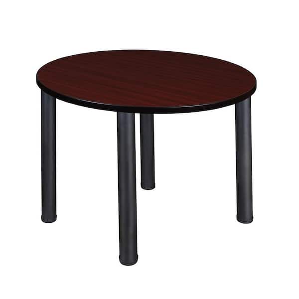 Regency Rumel 36 in. L Round Mahagony and Black Wood Breakroom Table (Seats 4)