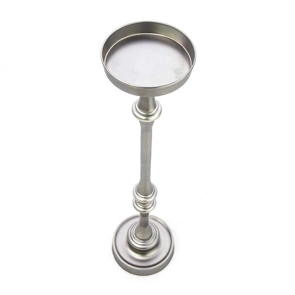 Brushed Silver Round Metal Martini Side Table