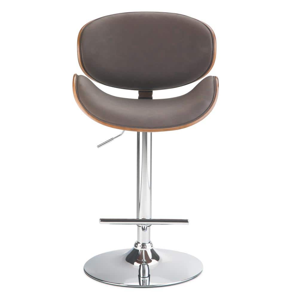 Marana Distressed Brown Faux Leather Adjustable Swivel Bar Stool