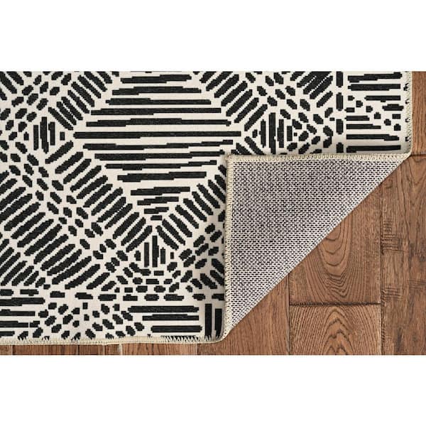 Washable Cohen Ivory/Black 3 ft. x 5 ft. Rectangle Area Rug
