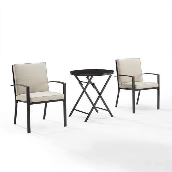 CROSLEY FURNITURE Kaplan Oil Rubbed Bronze 3-Piece Metal Round Outdoor ...