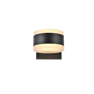 Timeless Home 1-Light Round Black LED Outdoor Wall Sconce (5"W x 4.5"H x 6.75"E)