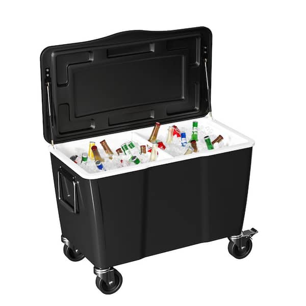 100 qt. Black Outdoor Beverage Cooler Cart