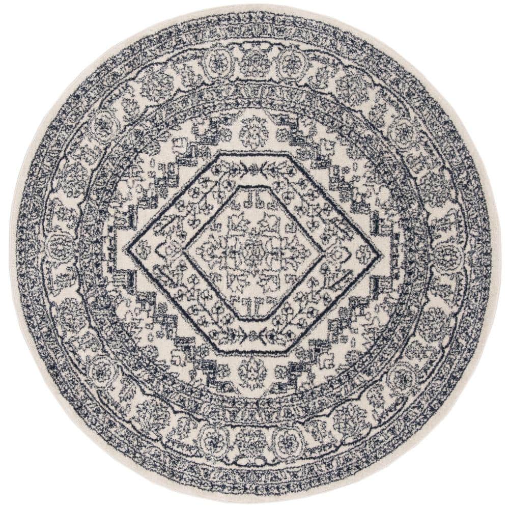 Adirondack Ivory/Navy 4 ft. x 4 ft. Round Border Area Rug price history on PriceWatchPro