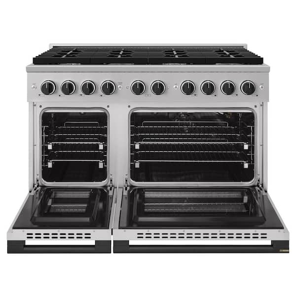 Autograph 48 in. 6.7 cu. ft. Marino Freestanding Gas Range with 8 Burners and Convection Oven with Black Accents