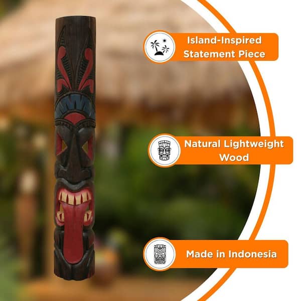 40 in. Tiki Mask Classic Tahitian Tongue Garden Statue Decoration