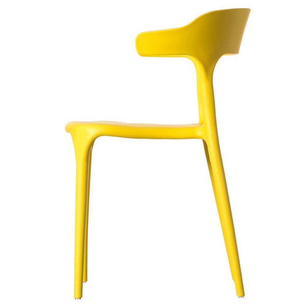 Mid-Century Modern Yellow Polypropylene Outdoor Dining Chair