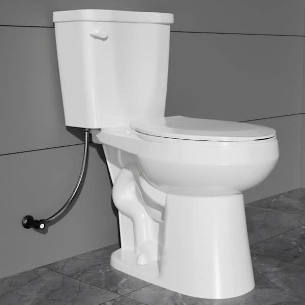 19 in. White Toilet 1.28 GPF Single Flush 2-Piece Toilet Round in Bowl Comfort ADA Height Toilet 12 in. Bowl Rough in