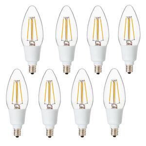 Dimmable Filament 40-Watt Equivalent 2700K E12 B11 LED Replacement Fine Tip Light Bulb, Warm White (Set of 8)