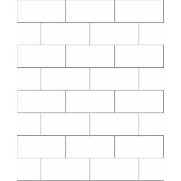 Brewster Galley Off-White Subway Tile White Wallpaper Sample