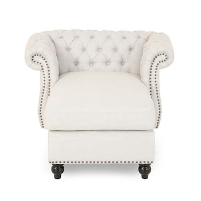 Lancelot Beige Polyester Tufted Chaise Lounge