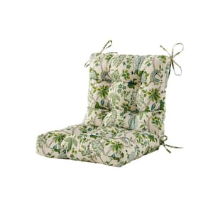 Seat/Back Outdoor Chair Cushion, Tufted Replacement for Patio Furniture, 20x20x4,1 Count, Floral?Light Green