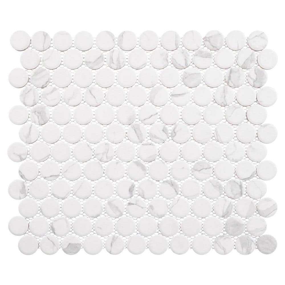 Estavo Onate White 3/4-in. x 3/4 in. Penny Round Matte Porcelain Floor and Wall Mosaic Tile (9.5 sq. ft. / Case) price history on PriceWatchPro