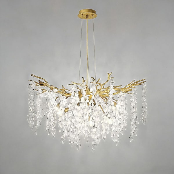 Emeritpro 10-Light 31.5 in. Champagne Gold Traditional Crystal