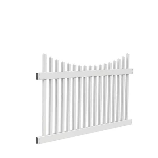 Barrette Outdoor Living Ottawa Scallop 4 ft. H x 6 ft. W White Vinyl Picket Fence Panel (Unassembled)