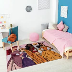 Princess Watercolor Multi-Colored 3 ft. x 5 ft. Indoor Polyester Area Rug