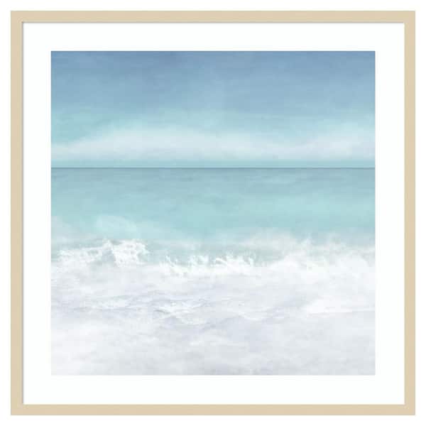 Amanti Art Tranquil Ocean Waves Beach II by Christine Zalewski 33 in. W x 33 in. H. Wood Framed Wall Art Print Framed in Brown