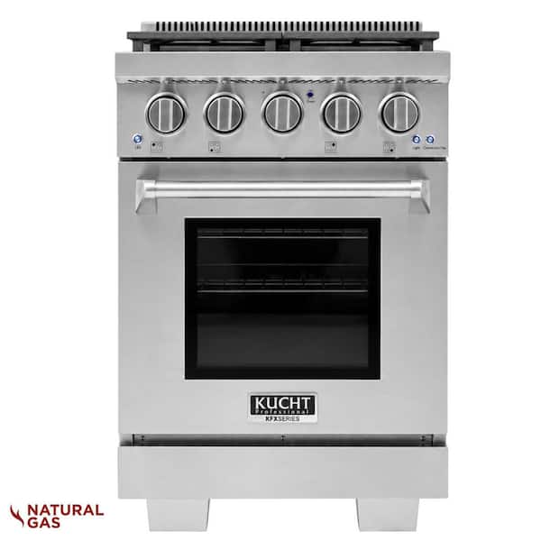 24 in. 2.5 cu. ft. 4-Burners Natural Gas Range and Convection Oven in Stainless Steel with True Simmer Burners