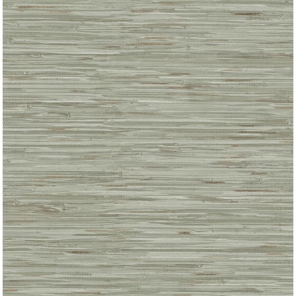 NuWallpaper Grassweave Green Faux Grass cloth Vinyl Peel and Stick Wallpaper Sample