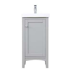 Timeless Home 17.5 in. W x 13.63 in. D x 34.25 in. H Single Bathroom Vanity in Grey with White Ceramic Top and Basin