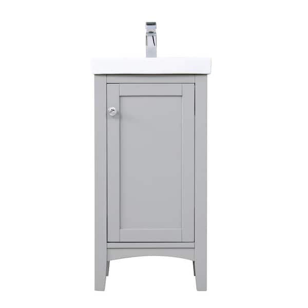 Unbranded Timeless Home 17.5 in. W x 13.63 in. D x 34.25 in. H Single Bathroom Vanity in Grey with White Ceramic Top and Basin