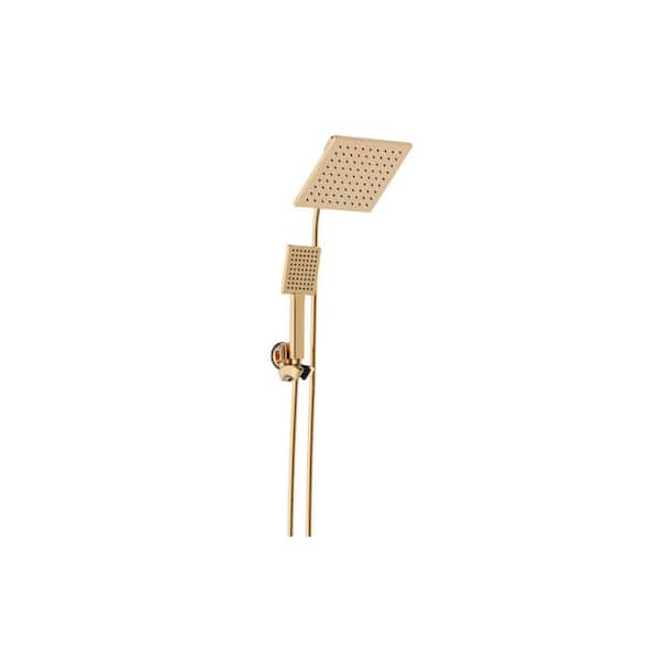 Glacier Bay Modern 1-Spray 7.9 in. Dual Tub Wall Mount Fixed and Handheld Shower Heads 1.8 GPM in Matte Gold