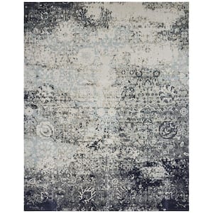 Modena Blue Abstract 8 ft. Round Area Rug