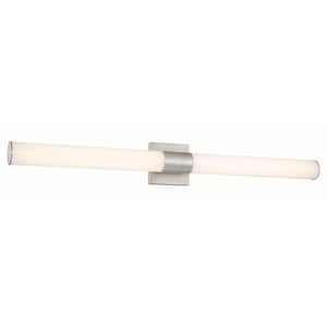 Vantage 36 in. 1-Light Brushed Nickel LED Vanity Light Bar with White Acrylic Shade