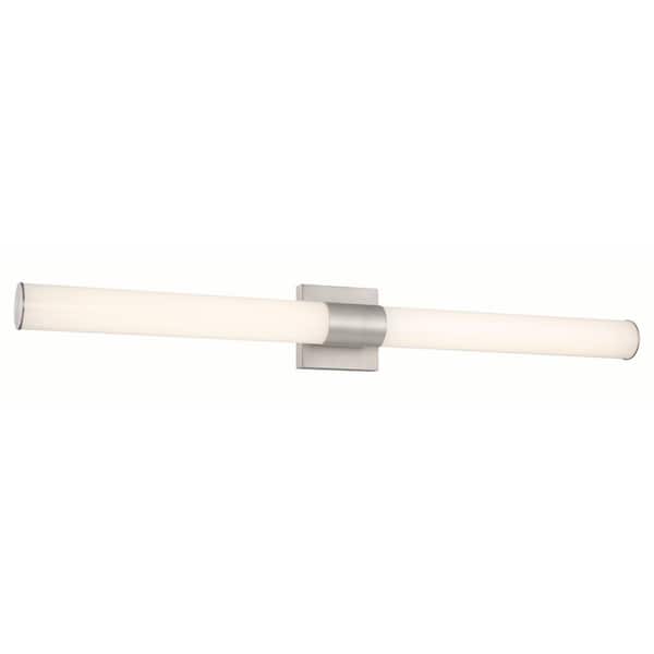 Minka Lavery Vantage 36 in. 1-Light Brushed Nickel LED Vanity Light Bar with White Acrylic Shade